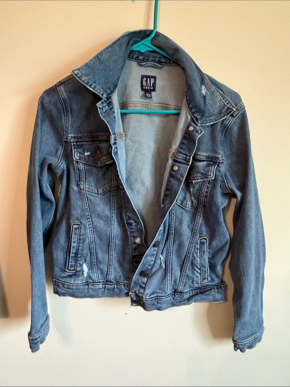 GAP Distressed Light Blue Denim Jacket